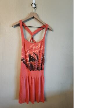 Drifter Women's Knit Dress SZ Small Drop Waist Crossed Straps Y2K